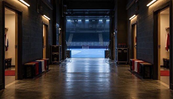 Túnel de acceso a los cuartos de la Champions Cup de floorball